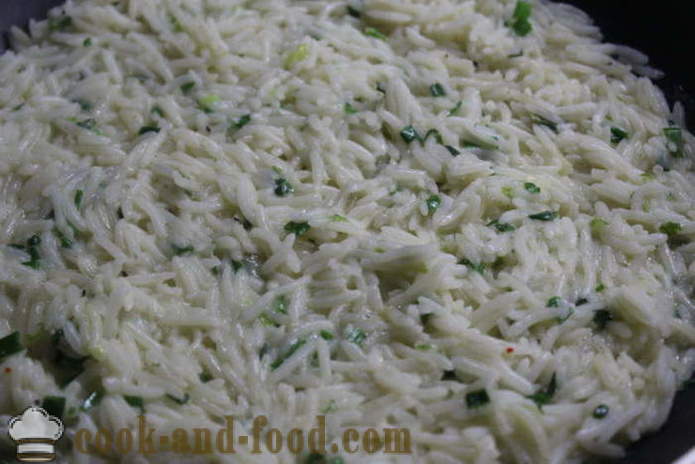 Delicious murenev riisi kaunistage hapukoor ja maitsetaimed - kuidas kokk maitsev garneering riis, samm-sammult retsept fotod
