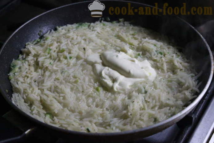 Delicious murenev riisi kaunistage hapukoor ja maitsetaimed - kuidas kokk maitsev garneering riis, samm-sammult retsept fotod