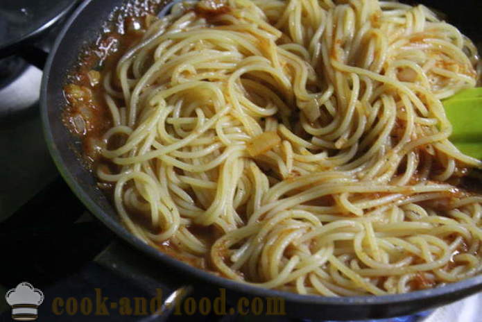Spagetid tuunikala konservid tomati-koorekastmes - nii maitsev süüa spagetid, samm-sammult retsept fotod