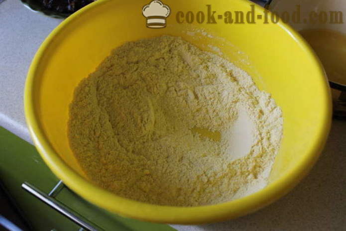 Dieet- kook pärineb maisijahu - kuidas küpsetada kooki piimaga ja maisijahu, kus samm-sammult retsept fotod