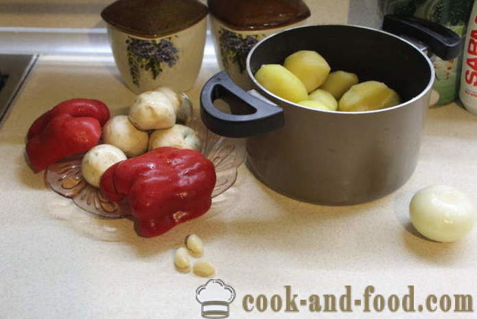 Soe seenesalatit kartuli - kuidas teha soe kartulisalat seente, samm-sammult retsept fotod