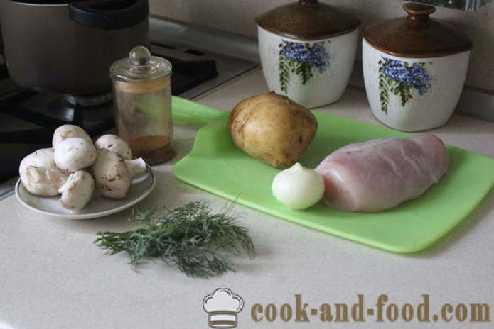 Valtsitud kanarind täidisega seened ja kartulid - kuidas teha rullides kana koos samm-sammult retsept fotod