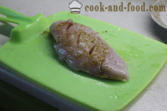 Juicy kanarind ahjus küpsetatud hapukoore - kuidas kokk maitsev kana rinnad, samm-sammult retsept fotod