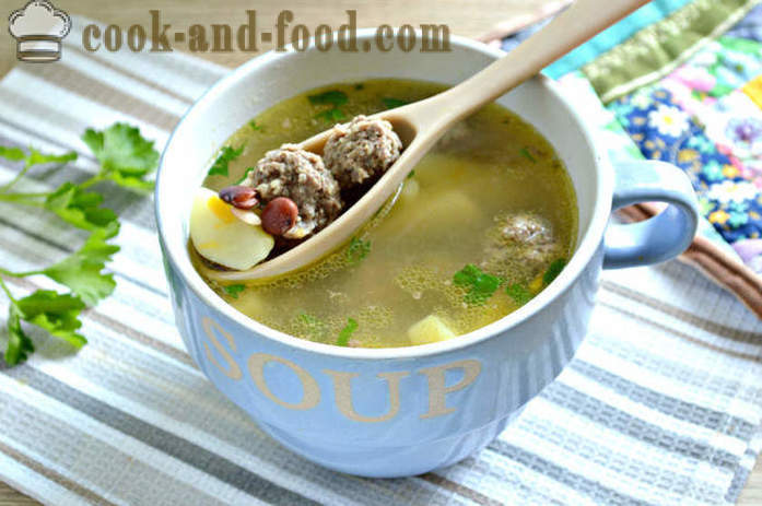 Bean supp lihapallid ja kartulid - kuidas kokk oa supp punased oad, samm-sammult retsept fotod