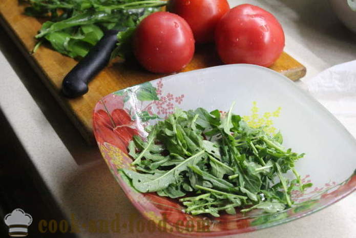Maitsev salat rukola ja tomatid - kuidas valmistada salat rukola, samm-sammult retsept fotod