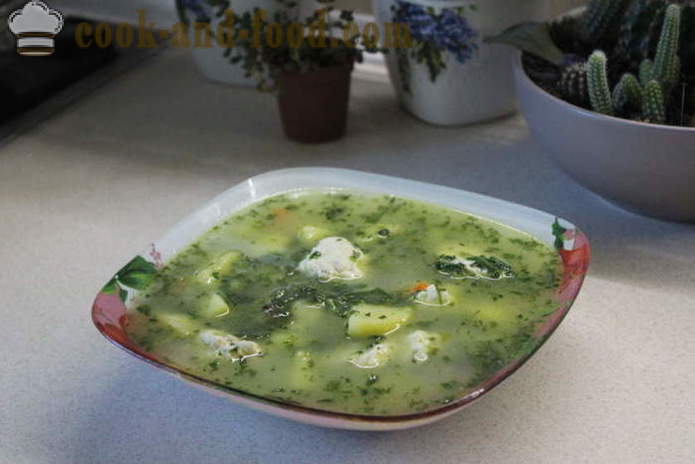 Spinati kreemi ja pelmeenid - kuidas kokk supp spinati külmutatud, samm-sammult retsept fotod