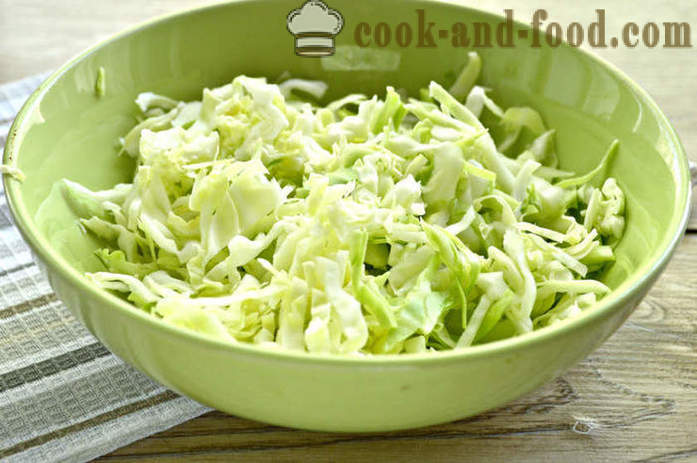 Lihtne salat kapsas ja kurk äädikaga - kuidas teha maitsvat salat värske kapsas ja kurk koos samm-sammult retsept fotod