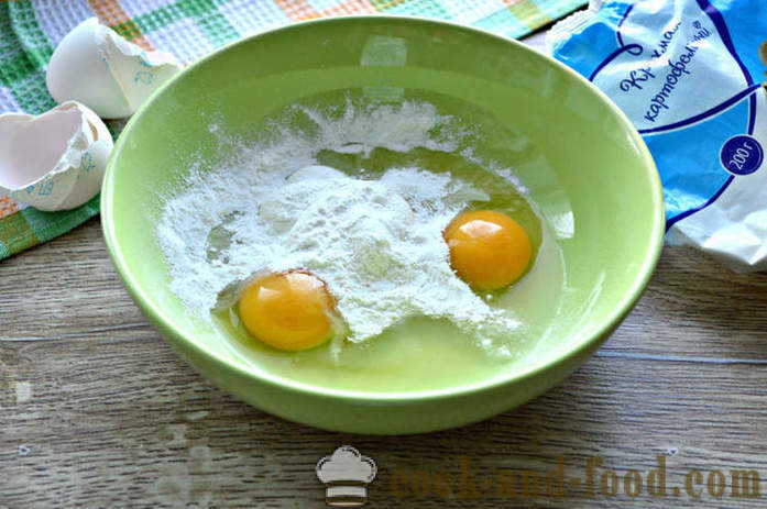 Pannkookideni tärklisega ja majonees - kuidas teha pannkooke muna salat, samm-sammult retsept fotod