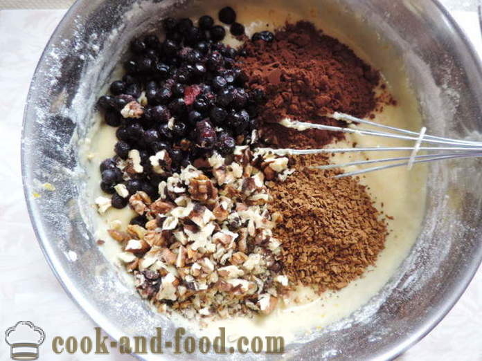 Blueberry kook pähklid - kuidas teha mustika pirukas pähklite ja kakao koos samm-sammult retsept fotod