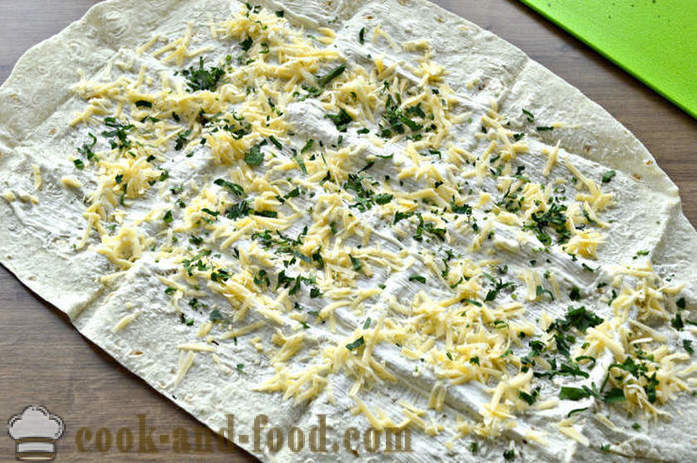 Ümbrikud pita juustu ja maitsetaimed - kuidas teha ümbrikud Lavašš juustu, samm-sammult retsept fotod