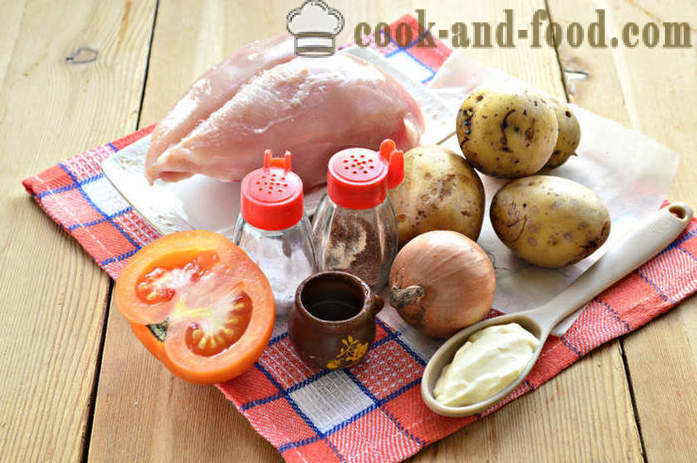 Küpsetatud kartul kana ja tomat - kuidas küpsetada kana ahju kartulite, samm-sammult retsept fotod