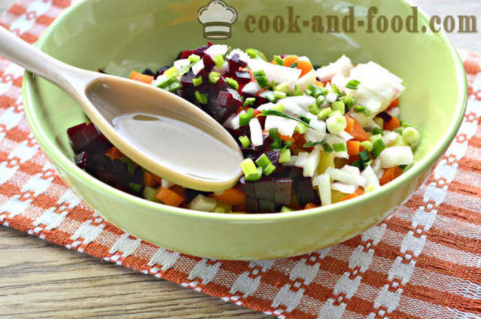Lihtne salat heeringaga - kuidas teha vinegrett heeringaga, samm-sammult retsept fotod