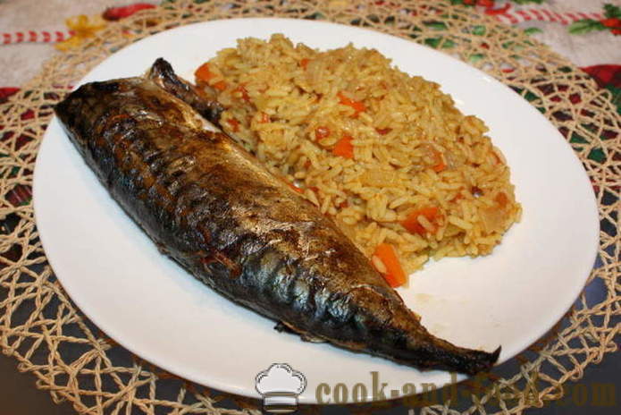 Makrell täidisega sibul ahjus - kuidas kokk makrell riisi, samm-sammult retsept fotod