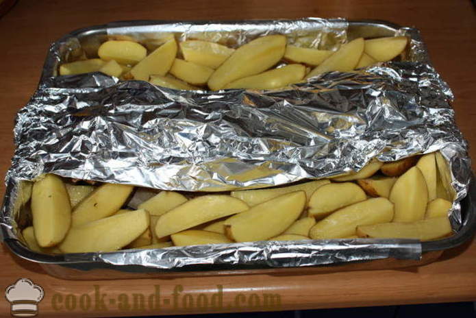 Küpsetatud searibi kartuli ahjus - nagu ahjukartulid peekoni, samm-sammult retsept fotod