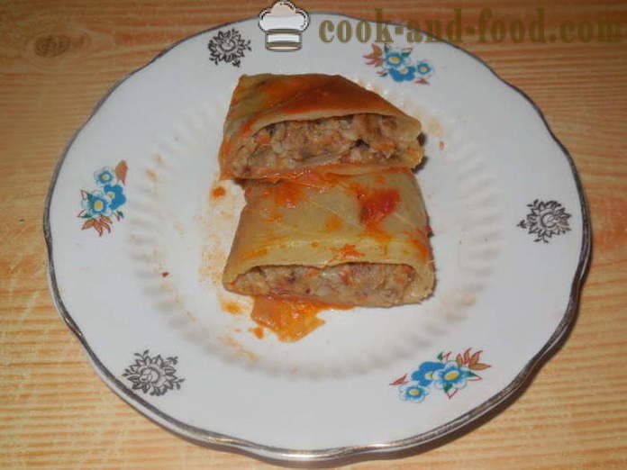 Täidetud kapsas tatar, kartul ja seened - kuidas kokk meatless täidisega tatar, samm-sammult retsept fotod