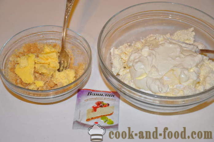 Kohupiimadessert ilma küpsetamine - kuidas kokk juustukook magustoit želatiini kodus, samm-sammult retsept fotod