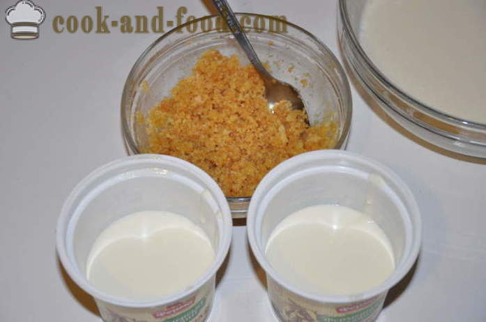 Kohupiimadessert ilma küpsetamine - kuidas kokk juustukook magustoit želatiini kodus, samm-sammult retsept fotod
