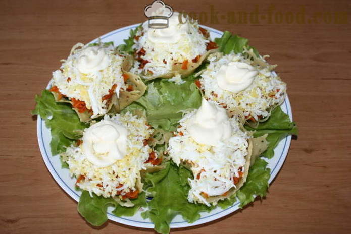 Delicious seene salat juustu ostukorvi - kuidas teha juustu korvid salatit, samm-sammult retsept fotod
