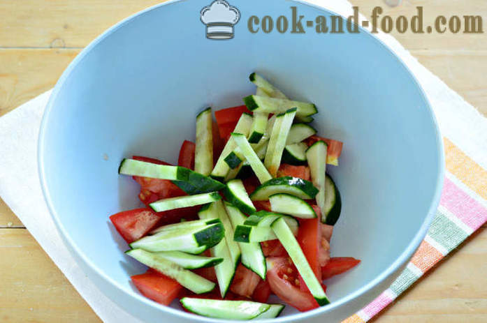 Maitsev salat hiina kapsas ja köögivilja - kuidas teha salat hiina kapsas, tomatid ja kurgid, kus samm-sammult retsept fotod