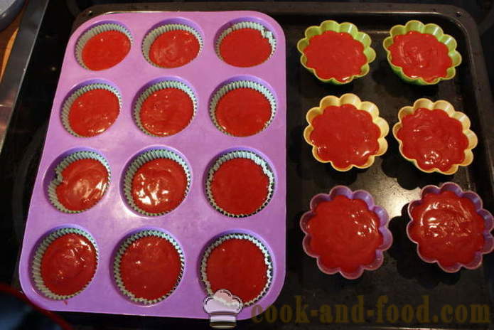Punane ja valge koogikesi - kuidas teha punase sametkoogid kodus, samm-sammult retsept fotod