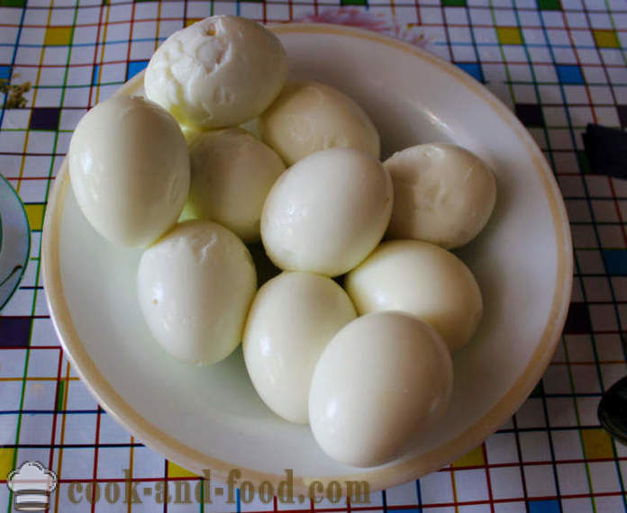 Täidetud munakollane ja sardiin-as teha täidetud munad konserve, samm-sammult retsept fotod