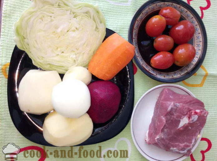 Supp punapeedi ja marineeritud tomatid - kuidas kokk supp, samm-sammult retsept fotod
