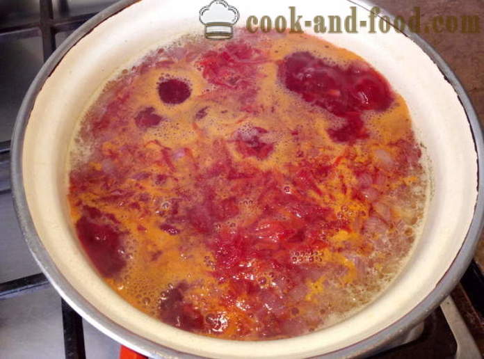 Supp punapeedi ja marineeritud tomatid - kuidas kokk supp, samm-sammult retsept fotod