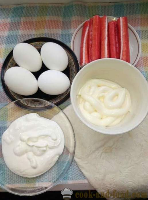 Pita makra muna ja majonees - kuidas teha krabi rulli Lavašš, samm-sammult retsept fotod