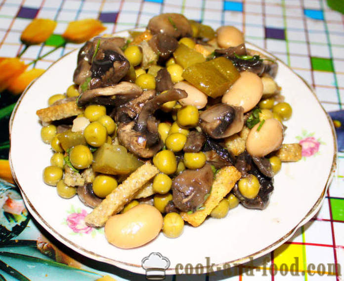 Delicious oa salat seente ja krutoonidega - kuidas kokk oa salat, samm-sammult retsept fotod