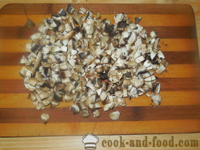 Hautatud seened koorekastmes pannil - kuidas kokk seened hapukoor, samm-sammult retsept fotod