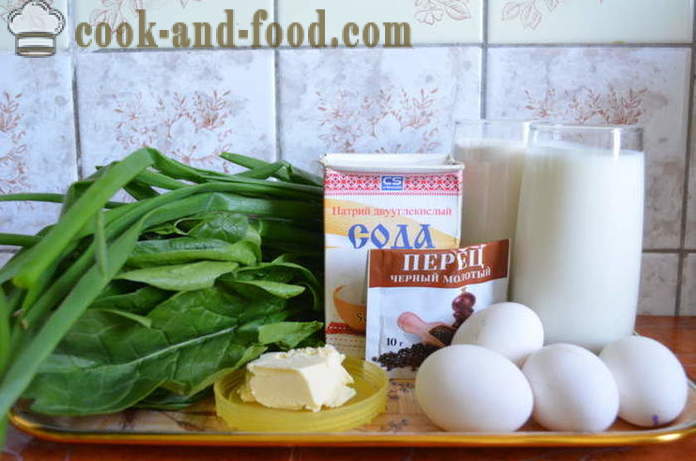 Kiirpahtel kook jogurt spinat, muna ja roheline sibul - kuidas valmistada tarretiseks kook keefir, samm-sammult retsept fotod