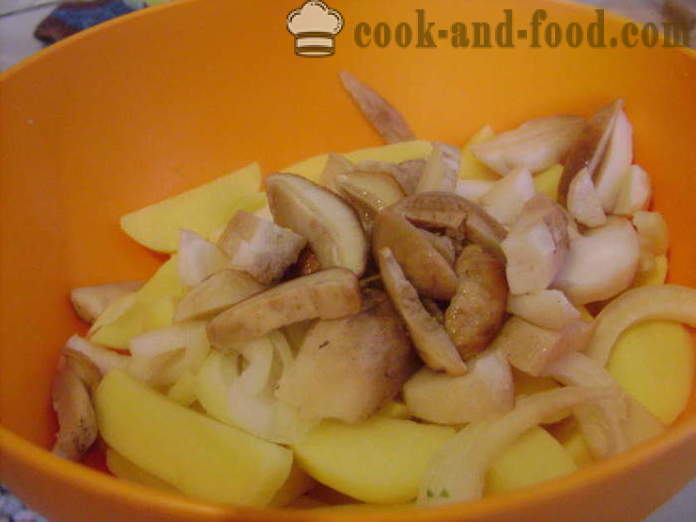 Kartul ahjus küpsetatud seente ja hapukoorega - kuidas maitsvat küpsetatud kartulid ahjus koos samm-sammult retsept fotod