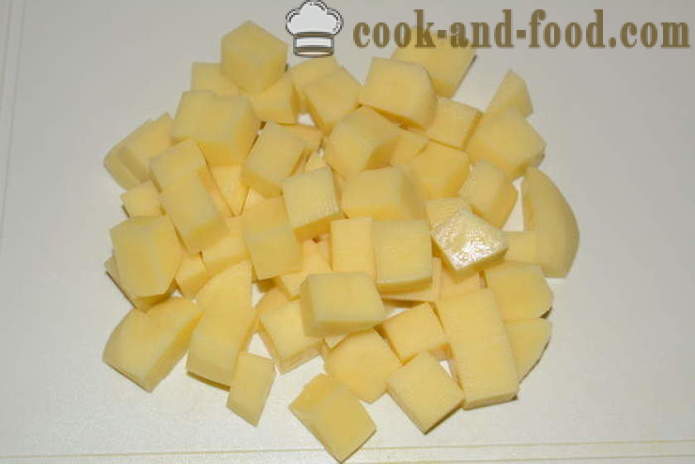 Kartuli supp külmutatud lihapallid ja hapukurgid - kuidas kokk kartul supp lihapallid koos samm-sammult retsept fotod