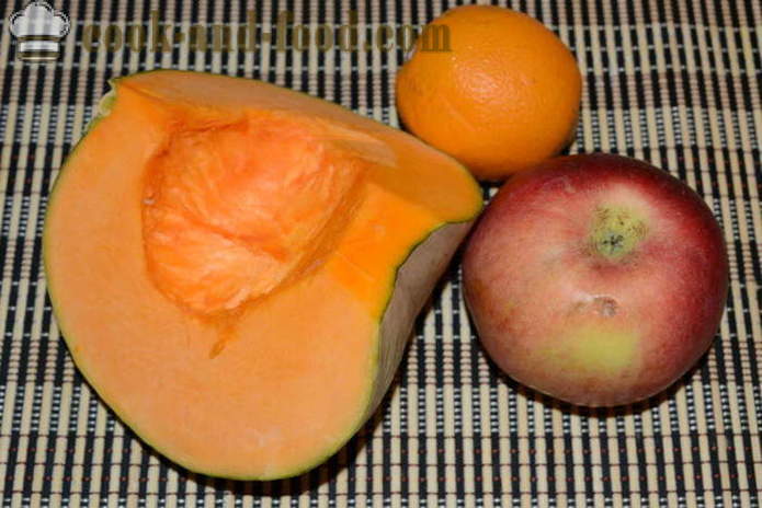 Kõrvitsasalat õuntega ja rosinad apelsinikastmega - kuidas kokk kõrvits salat õunte, samm-sammult retsept fotod