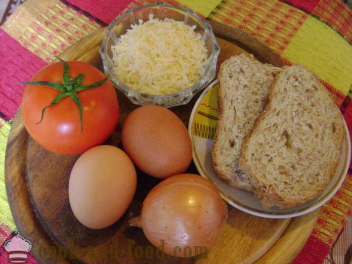 Segipaisatud Itaalia - kuidas kokk munapuder tomatid, juust ja leib, mille samm-sammult retsept fotod