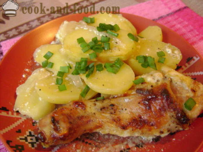 Kana sääri kartuli ahjus - kuidas kokk maitsev kana kanakoivaga kartulite, samm-sammult retsept fotod