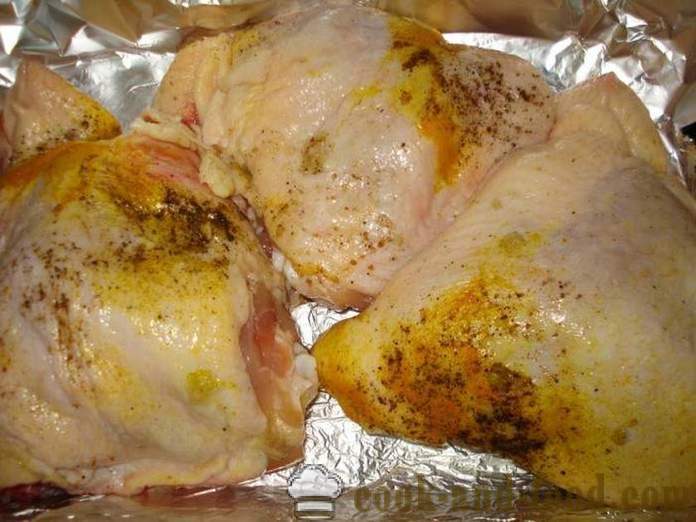 Küpsetatud kana reie- foolium - nagu maitsev küpsetatud kana reie- ahjus koos samm-sammult retsept fotod