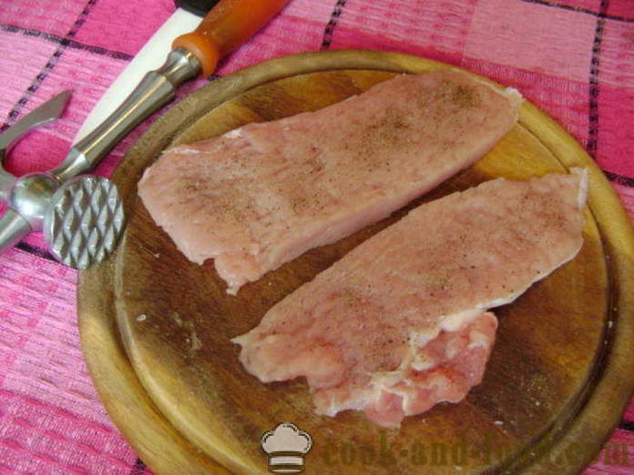Sealiha eskalopp sibul - kuidas kokk Porsaanleike koos samm-sammult retsept fotod