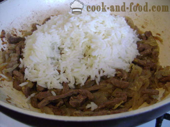 Riis liha Hiina - kuidas kokk riisi liha pannil, samm-sammult retsept fotod