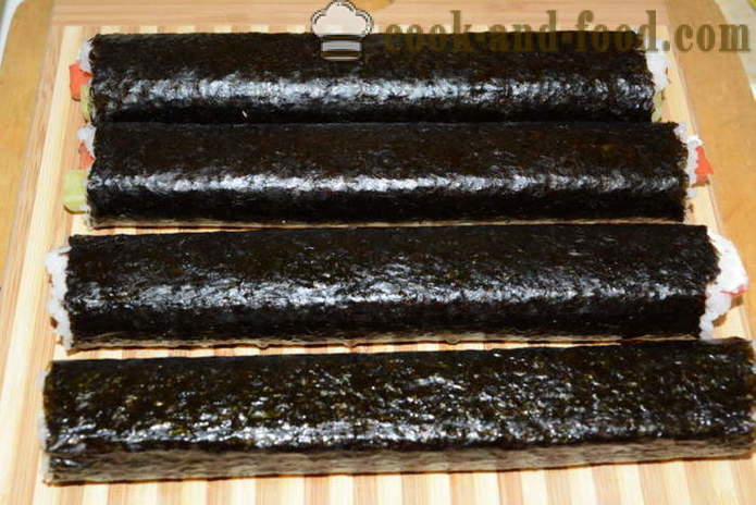 Sushi rullides punase kala, juustu ja kurk - kuidas teha rullides kodus, samm-sammult retsept fotod