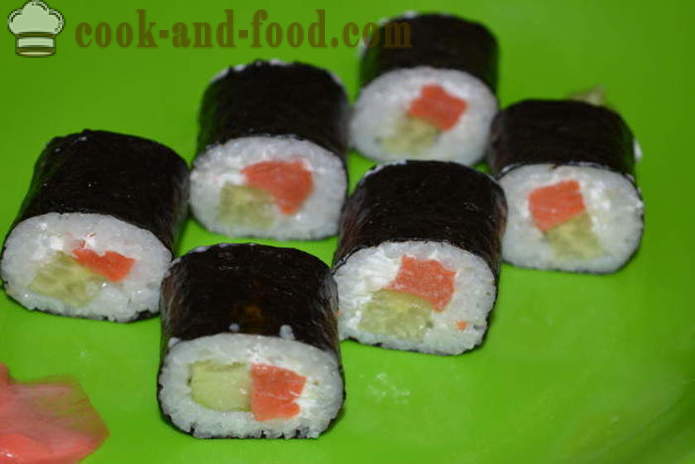 Sushi rullides punase kala, juustu ja kurk - kuidas teha rullides kodus, samm-sammult retsept fotod