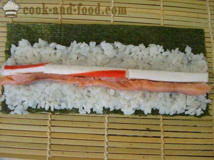 Sushi rullides makra ja punane kala - cooking sushi rullides kodus, samm-sammult retsept fotod