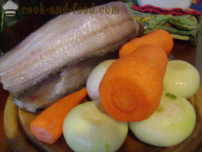Delicious retsepti brotoly hautatud sibul ja köögivili - toiduvalmistamise brotola kala majonees, samm-sammult retsept fotod
