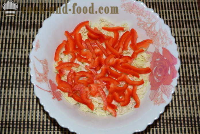Salat hiina kapsas, tomatid ja paprika - kuidas valmistada salat hiina kapsas, samm-sammult retsept fotod