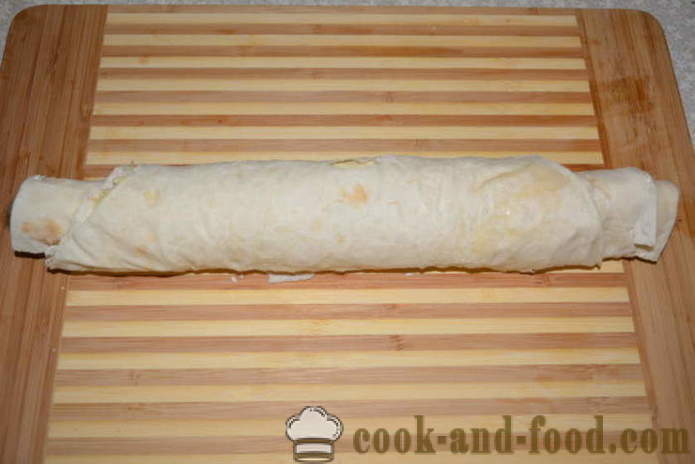 Lihtne rulli pita leiba kilu, juustu ja munade - kuidas kokk päts pita leiba kilu, samm-sammult retsept fotod