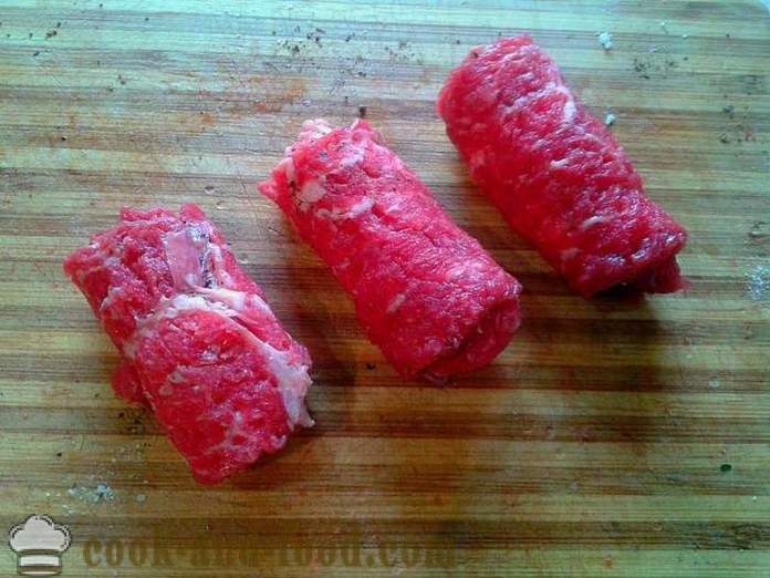 Liha rullid pannile - kuidas kokk liha rullides täitematerjaliks, samm-sammult retsept fotod
