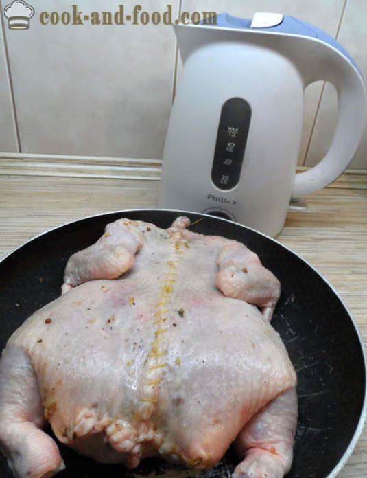 Täidetud kana luudeta ahjus - kuidas kokk täidisega kana luudeta, samm-sammult retsept fotod