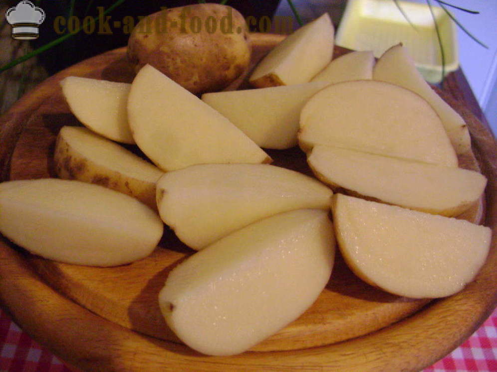 Kartul küpsetatud koorik - nagu küpsetatud kartuliviilud ahjus koos samm-sammult retsept fotod