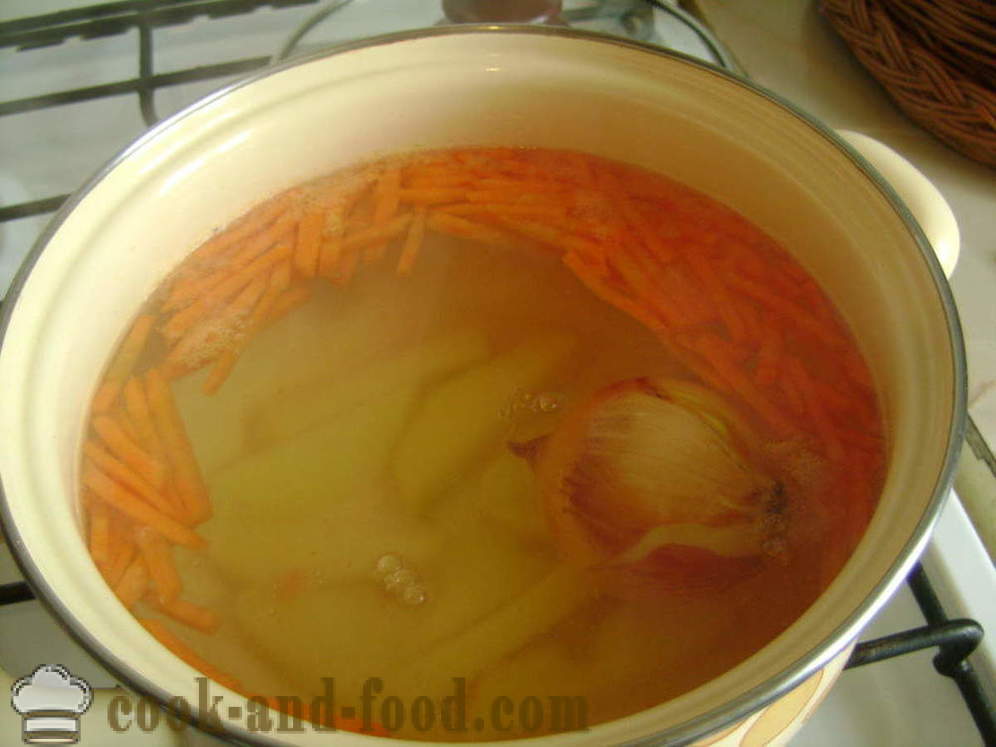 Paastuaja kala supp Hake riisiga - kuidas kokk kalasupp Heck, samm-sammult retsept fotod