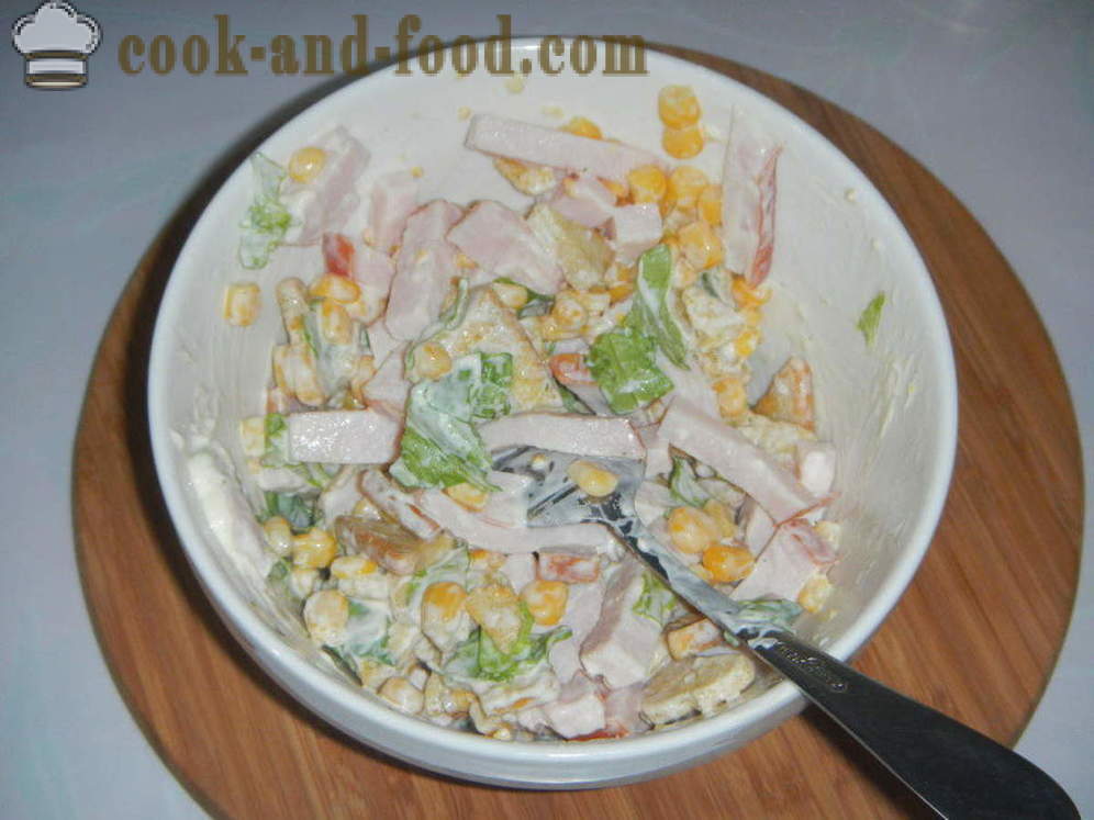 Maitsev salat Salat ja maisi - kuidas valmistada salat Salat ja maisi kiiresti, samm-sammult retsept fotod